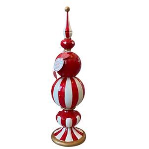 Peppermint Square 18.5in Peppermint Finial Red & White Christmas Holiday Decor